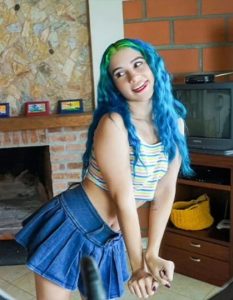 Lucky Stud Interrupts Gorgeous Blue Haired Babe Making Adult Tik Tok Video And Joins For A Quickie